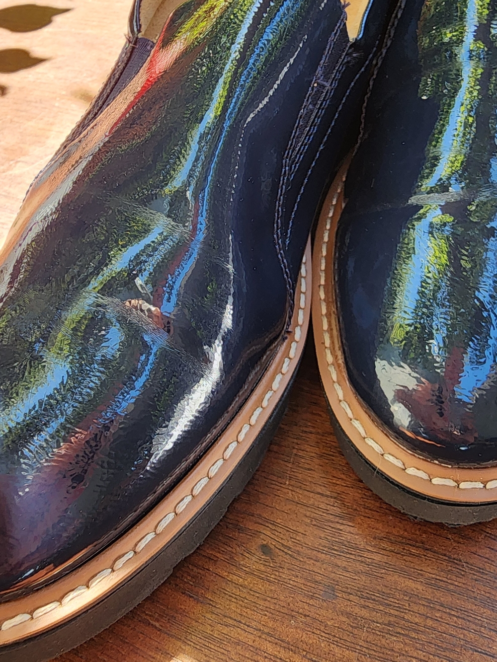 Naturalizer Effie Inky Navy Patent Leather Comfort Wedge Loafers 10